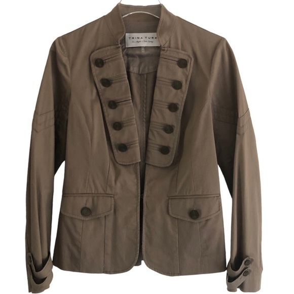 Trina Turk Jacket Military Inspired Tan Khaki Size Small - Picture 10 of 10